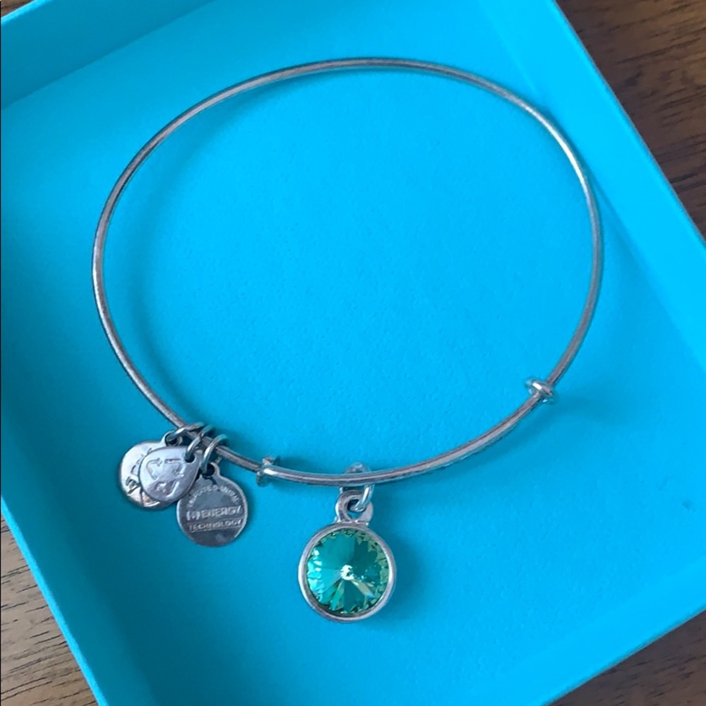 Peridot: august birth stone Alex and Ani bracelet